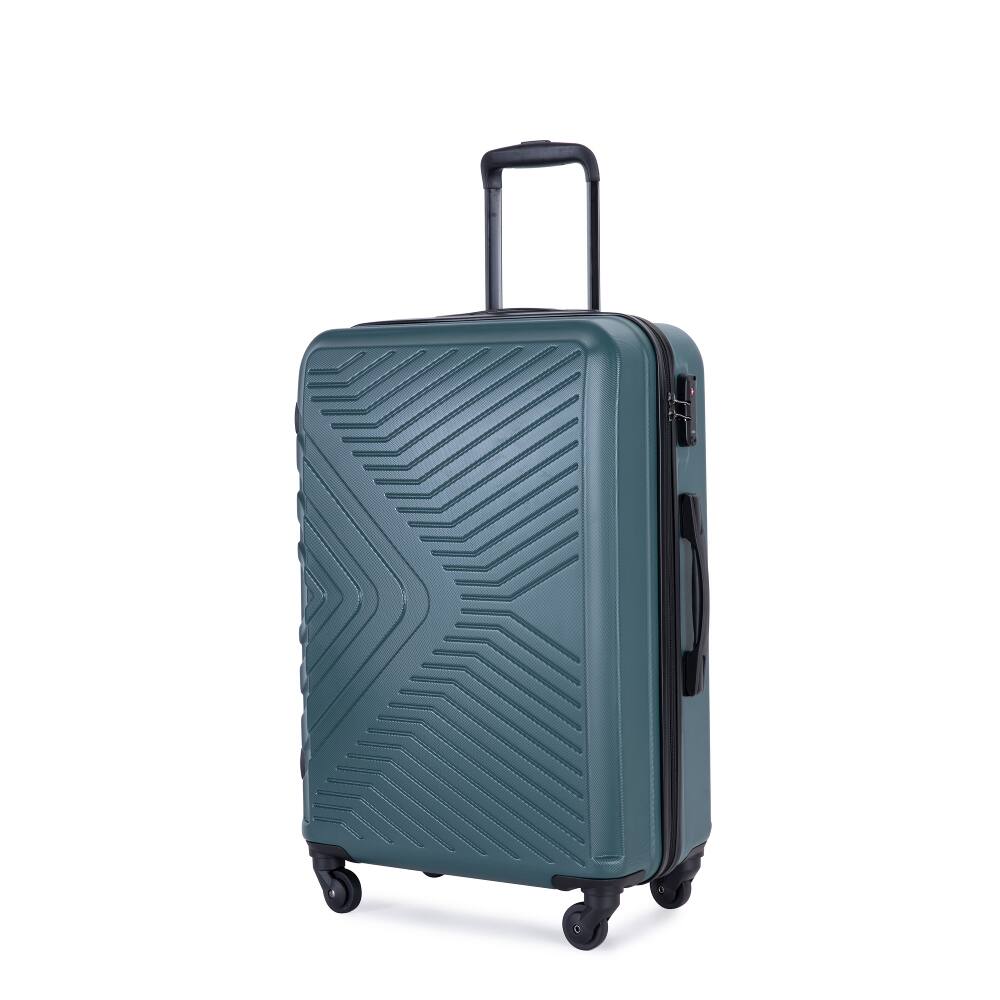 Back. Ropilly - Ropilly 3 Piece Luggage Set ABS Hard Shell Suitcase Set with Spinner Wheels Lightweight Travel Luggage Dark Green - Dark Green.