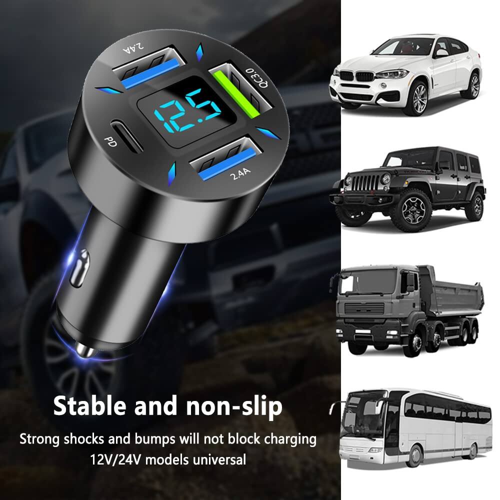 2.4A QC3.0 125 PD 2.4A

Stable and non-slip

Strong shocks and bumps will not block charging

12V/24V models universal