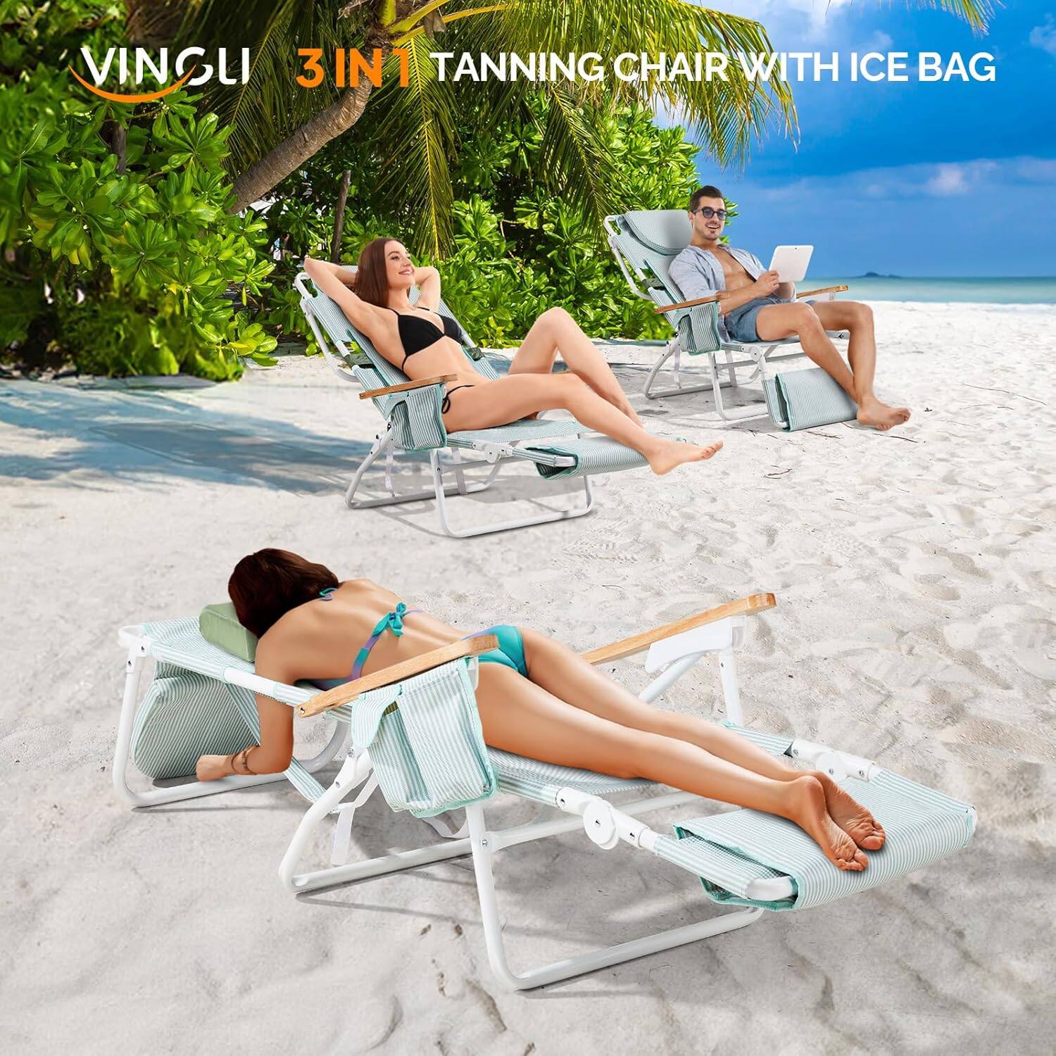 VINGLI 3IN1 TANNING CHAIR WITH ICE BAG