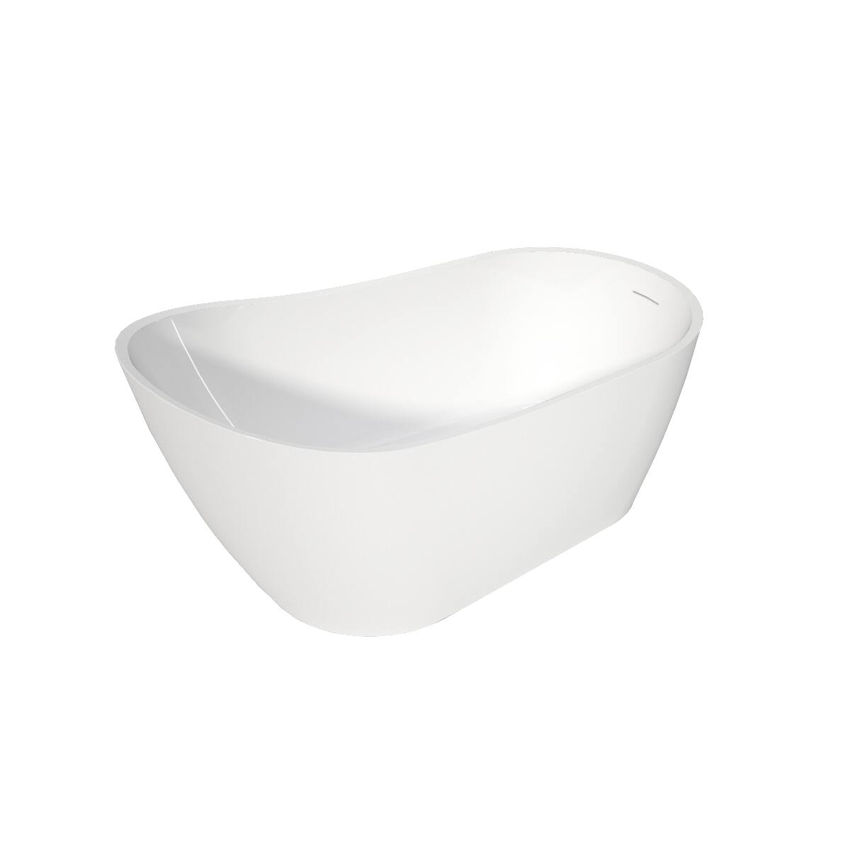 Angle. Loheer - Loheer Acrylic Freestanding Soaking Bathtub, High Back Oval Gloss White Tub, 59 x 32 in - Gloss White.