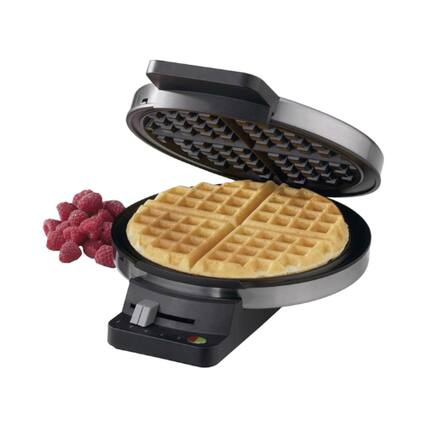 Front. Cuisinart - Cuisinart WMR-CAP2 Classic Round Waffle Maker, 1250W, 5-Setting Browning Control, Brushed Stainless Steel - Silver.