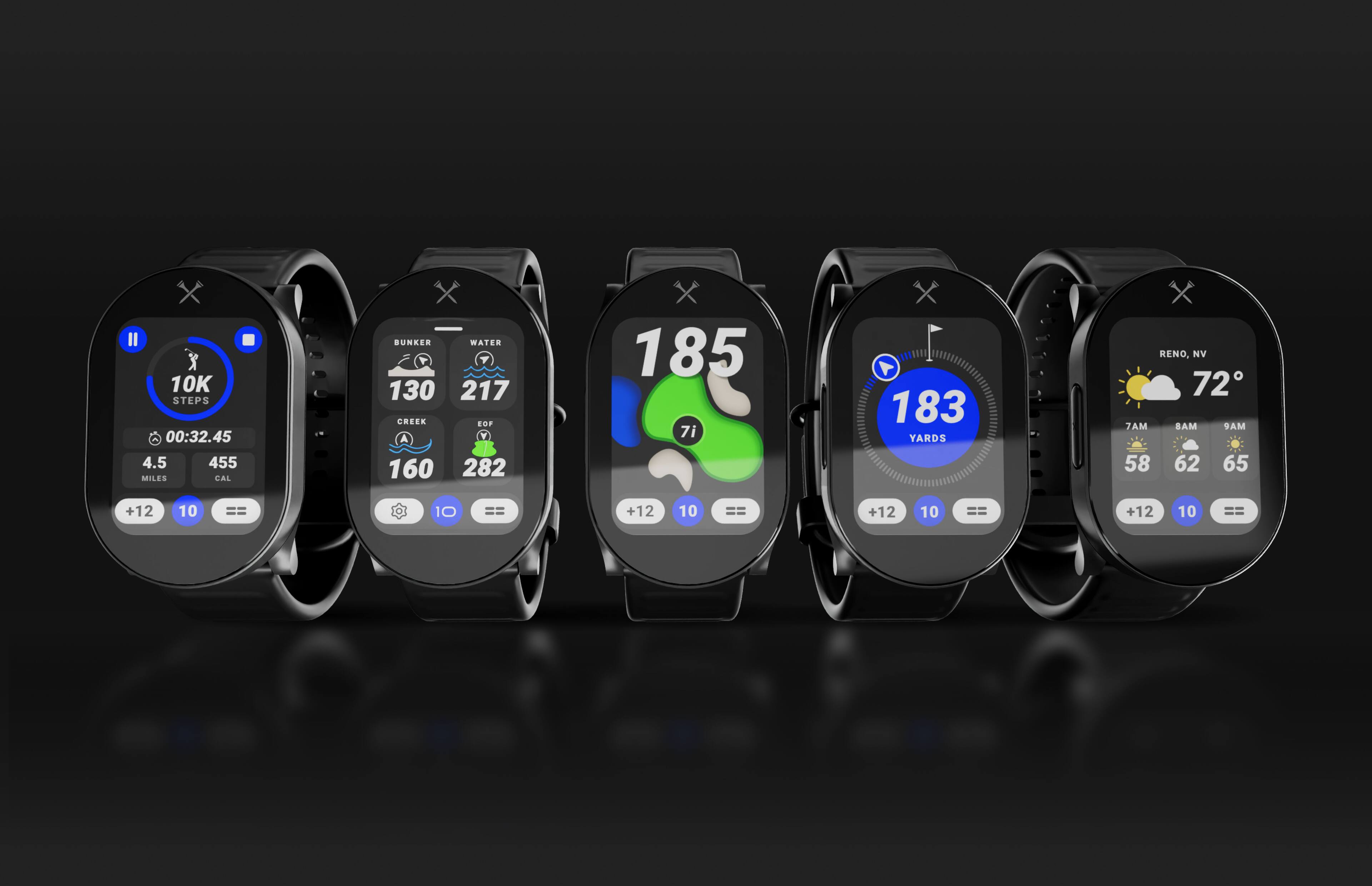 10K STEPS 00:32.45 4.5 MILES 455 CAL BUNKER WATER 130 217 CREEK EOF A 160 282 185 71 YARDS RENO, NV 72 7AM 58 9AM 62 65 +12 10 +12 10 +12 10 +12 10