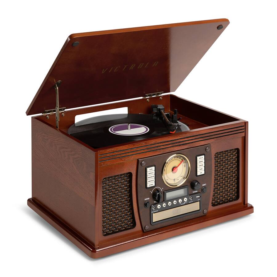 Victrola Navigator 8 In 1 Classic Bluetooth Record Player With Turntable Mahogany Victrola Navigator 8 In 1 Classic Bluetooth Record Player With Turntable Mahogany