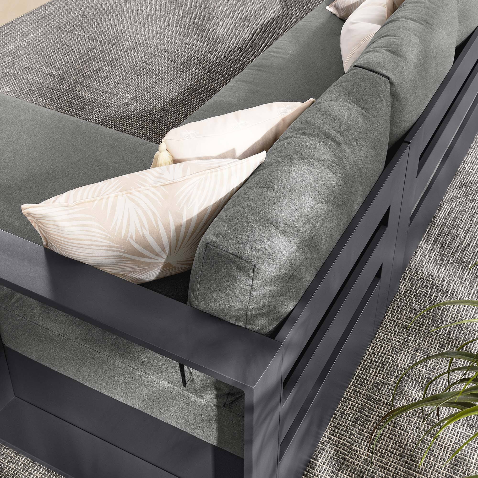 Alt View 3. Modway - Tahoe 2-Piece Outdoor Powder-Coated Aluminum Right-Facing Chaise Sectional Sofa Set - Gray Charcoal.