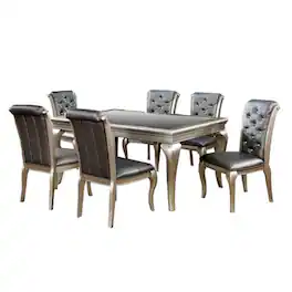 Manhattan Lane - 66 - 84 Inch Modern Extendable Glass Dining Table with 6 Chairs - Champagne