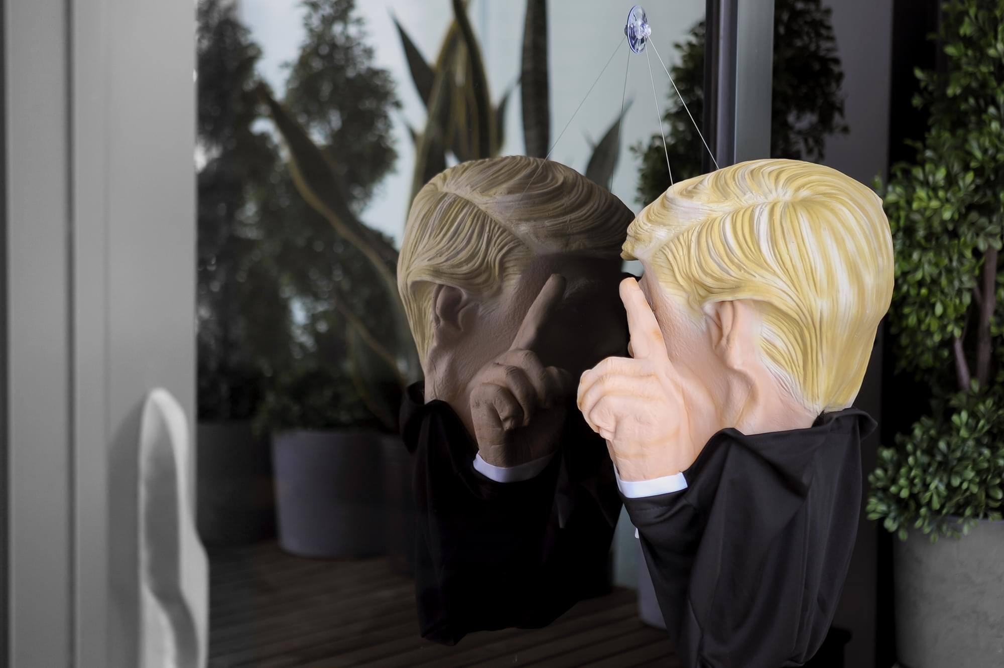 Alt View 3. Scary Peepers - Scary Peeper Tapping President Donald Trump Halloween Decoration | 16.5 Inches - Beige.