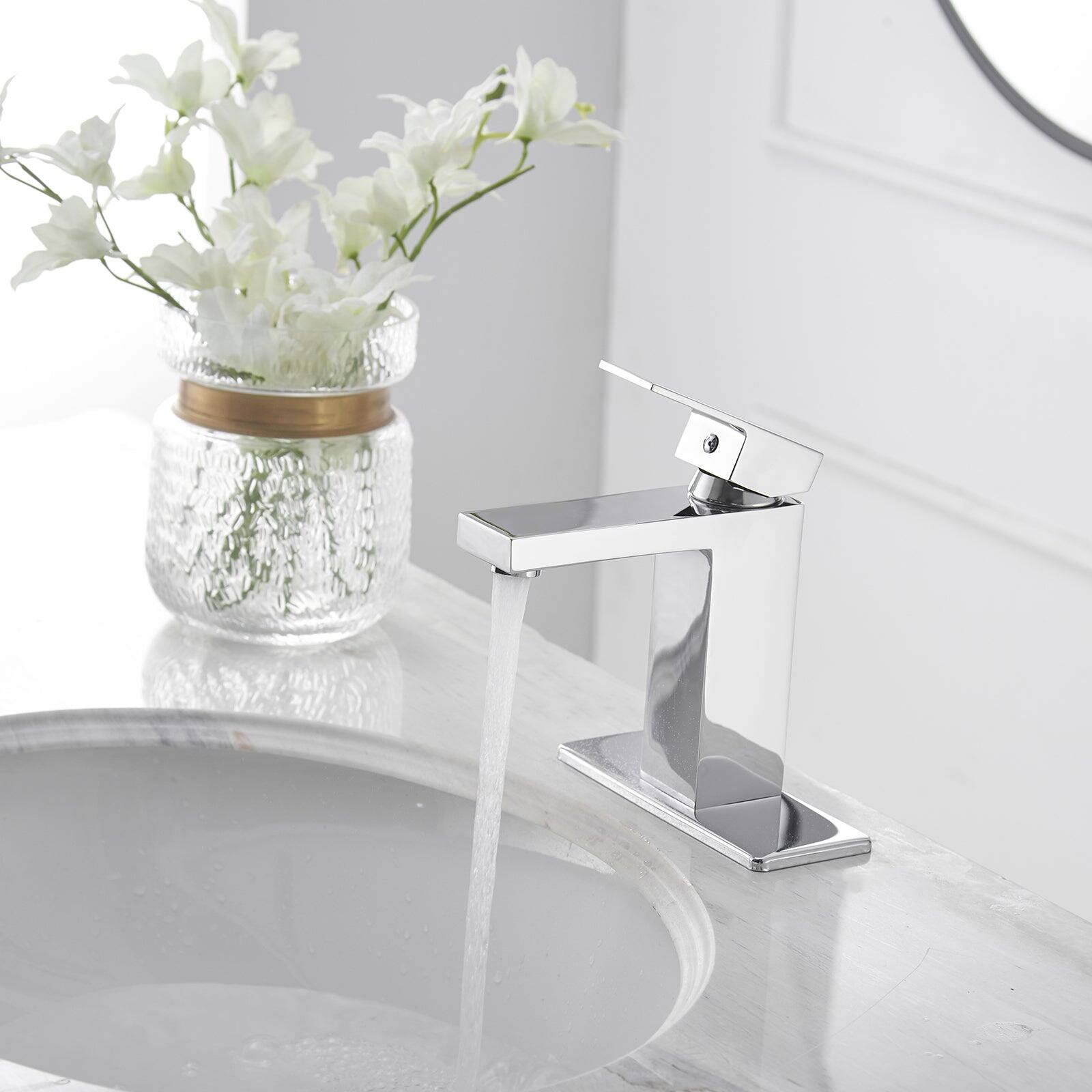 Alt View 2. Boyel Living - Single Handle Single Hole Bathroom Faucet with Deckplate Included and Pop Up Drain in Chrome - Chrome.