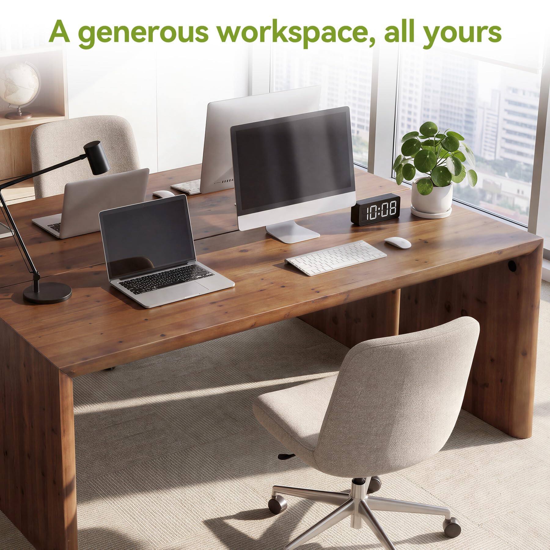 A generous workspace, all yours  
10:08