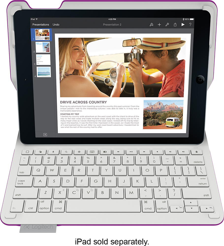 Logitech Type+ Bluetooth Keyboard for Air 2 Violet - Best Buy