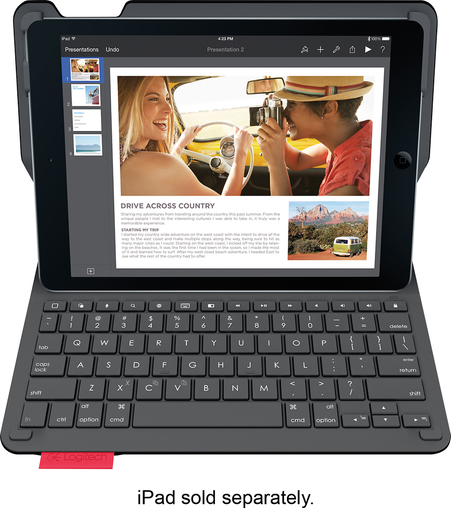 De acuerdo con Pantano formar Logitech Type+ Bluetooth Keyboard Case for Apple® iPad® Air 2 Black  920-006912 - Best Buy