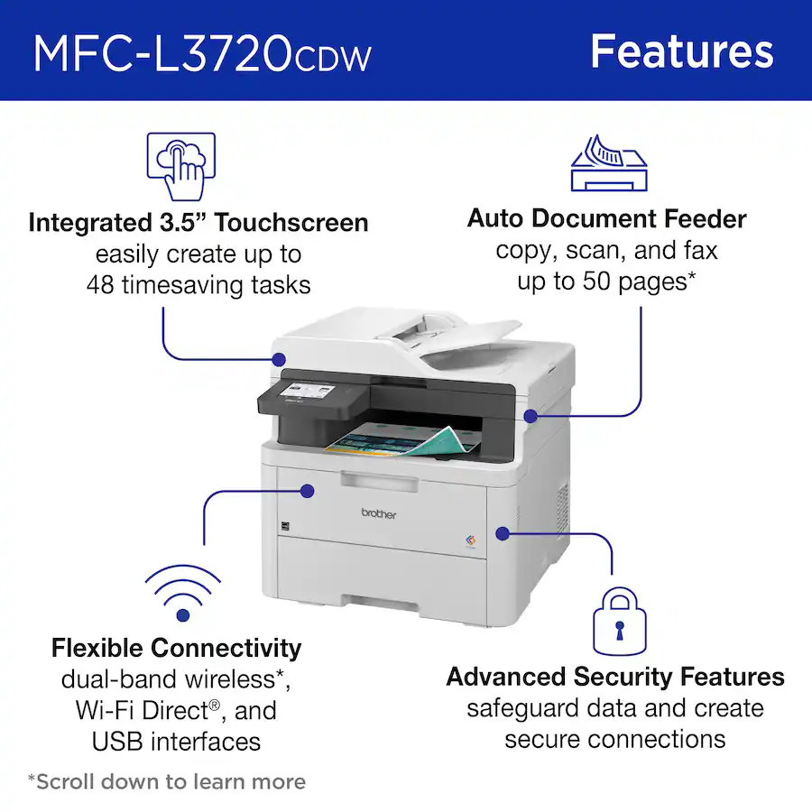 Brother MFC L3720CDW Wireless Digital Color All in One Printer with ...