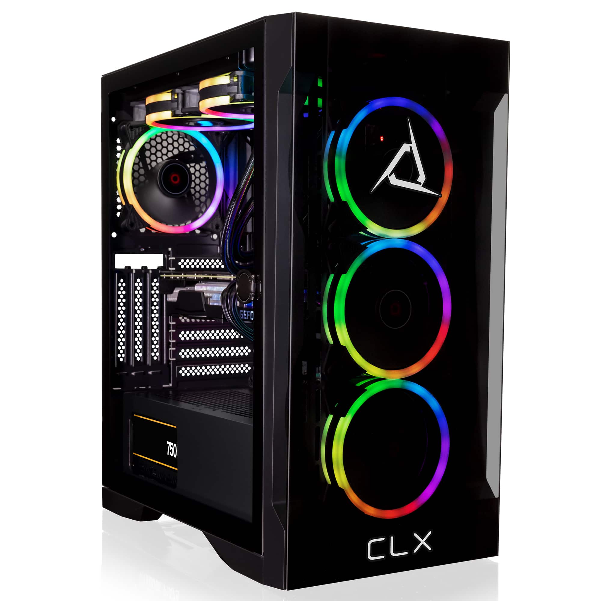 Front. CLX - SET Gaming Desktop - AMD Ryzen 7 7700X - 32GB DDR5 4800 Memory - NVIDIA GeForce RTX 3080 - 500GB M.2 NVMe SSD + 4TB HDD - Black.