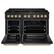 Angle. ZLINE - 48 in. Wide 8 Burner Autograph 6.7 cu. ft. Freestanding Paramount Dual Fuel Range with Gold Helix Handles - Black Stainless Steel.
