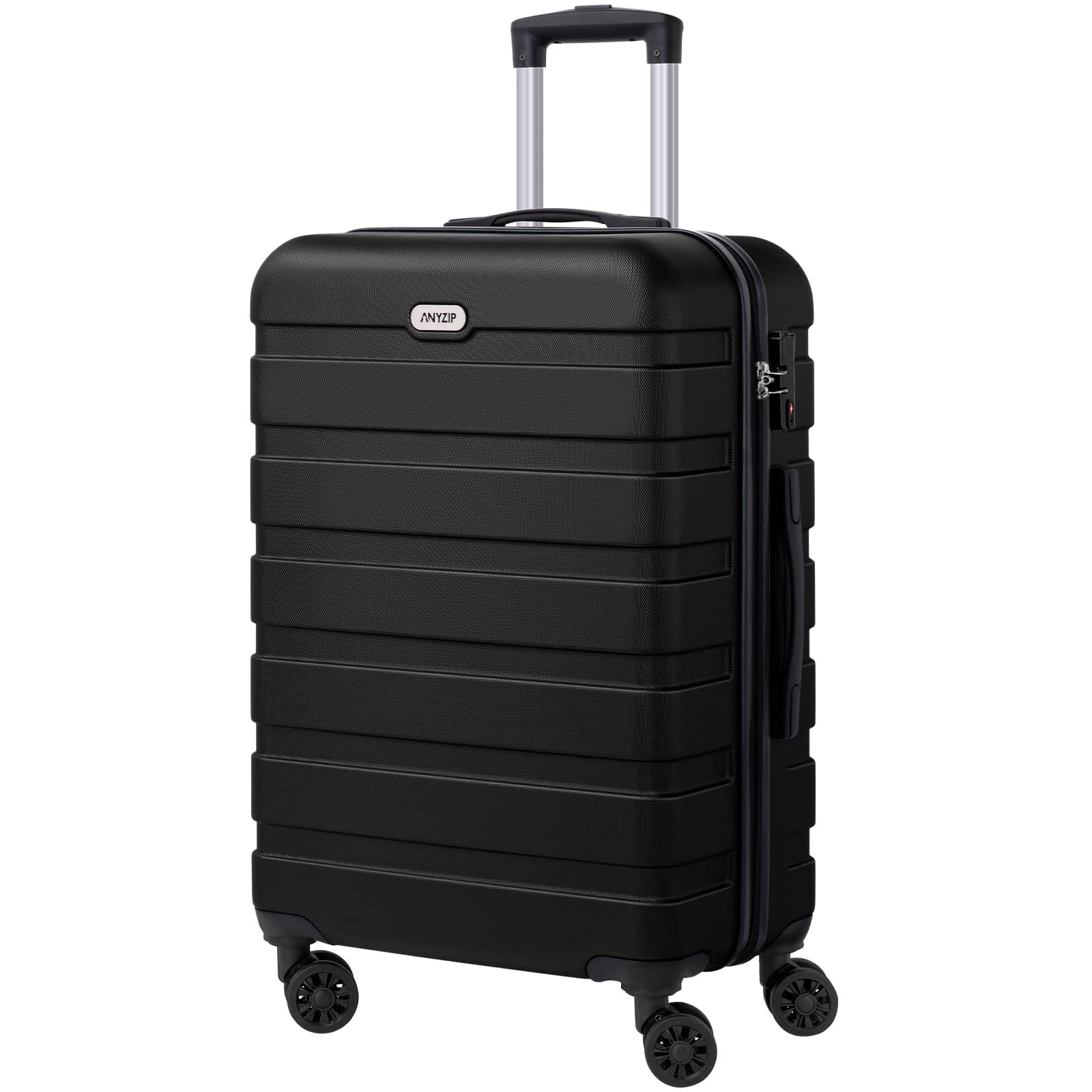 Brick Attic - 24 Inch Luggage PC ABS Hardside Lightweight Suitcase with 4 Universal Wheels TSA Lock Checked-Medium - Black