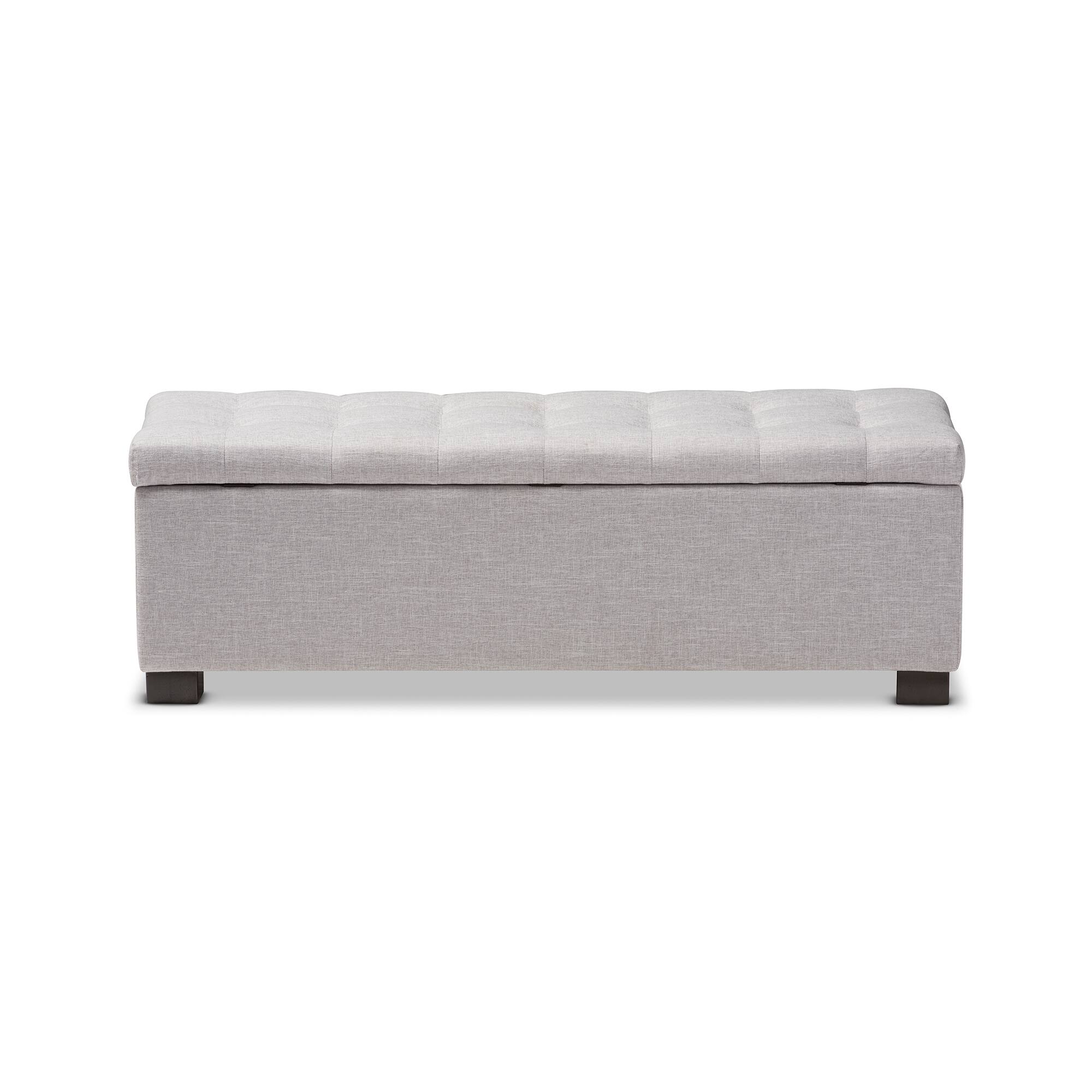 Alt View 1. Baxton Studio - Roanoke Modern and Contemporary Fabric Upholstered Grid-Tufting Storage Ottoman Bench - Grayish Beige.