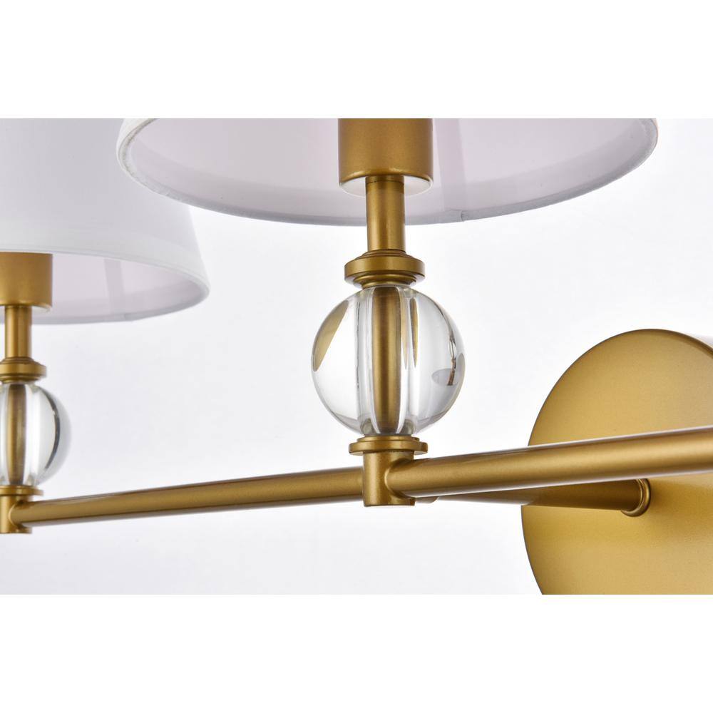 Alt View 1. Living District - Bethany 3 lights bath sconce in brass with white fabric shade - Brass And White Fabric Shade.