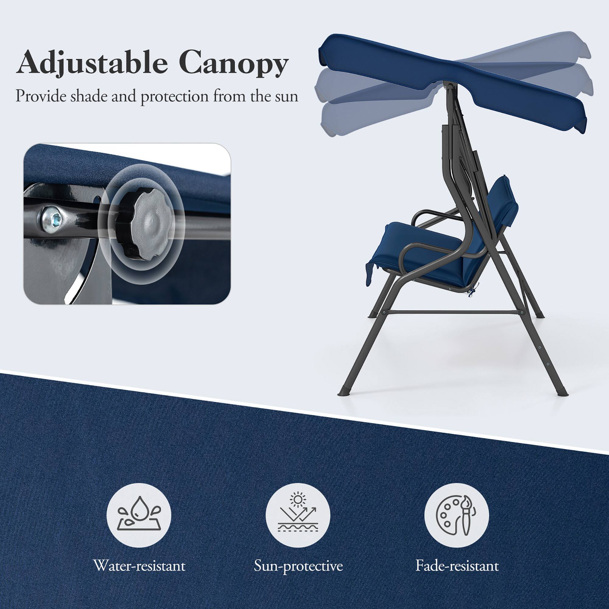 Adjustable Canopy  
Provide shade and protection from the sun  

Water-resistant  
Sun-protective  
Fade-resistant