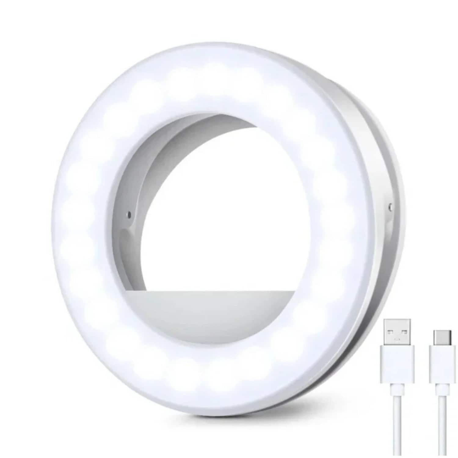 Stock Preferred - Portable 40-LED Clip-On Selfie Ring Light - White