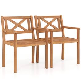 Costway - Patio Dining Chairs Set of 2,Outdoor Garden Seating Chairs with 400 lbs Capacity - Natural