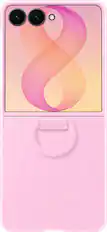 Front. Samsung - Galaxy Z Flip8 Silicone Ring Magnet Case - Pink.
