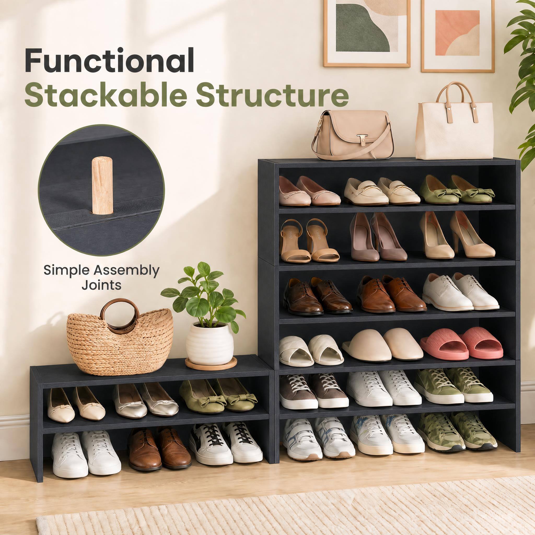 Functional Stackable Structure  
Simple Assembly Joints