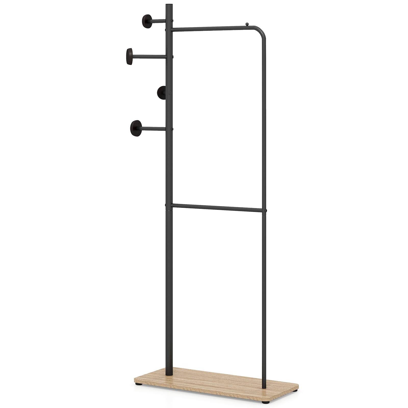Alt View 9. Gymax - Gymax Double Rods Clothes Hanging Rack Freestanding Clothes Organizer Garment Rack - Black.