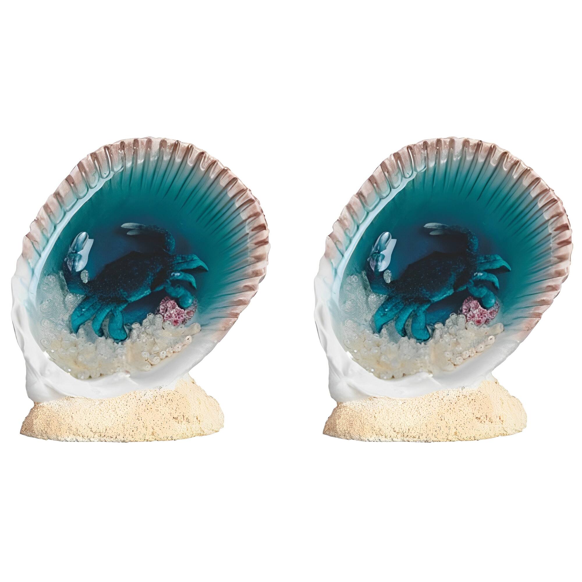 Front. FC Design - FC Design 2-PC Set 3"H Crab in Shell Figurine Computer Desk Tabletop Decoration - Multi-Color.