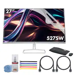 HP - Series 5 27 inch FHD White Monitor - 527sw Bundle