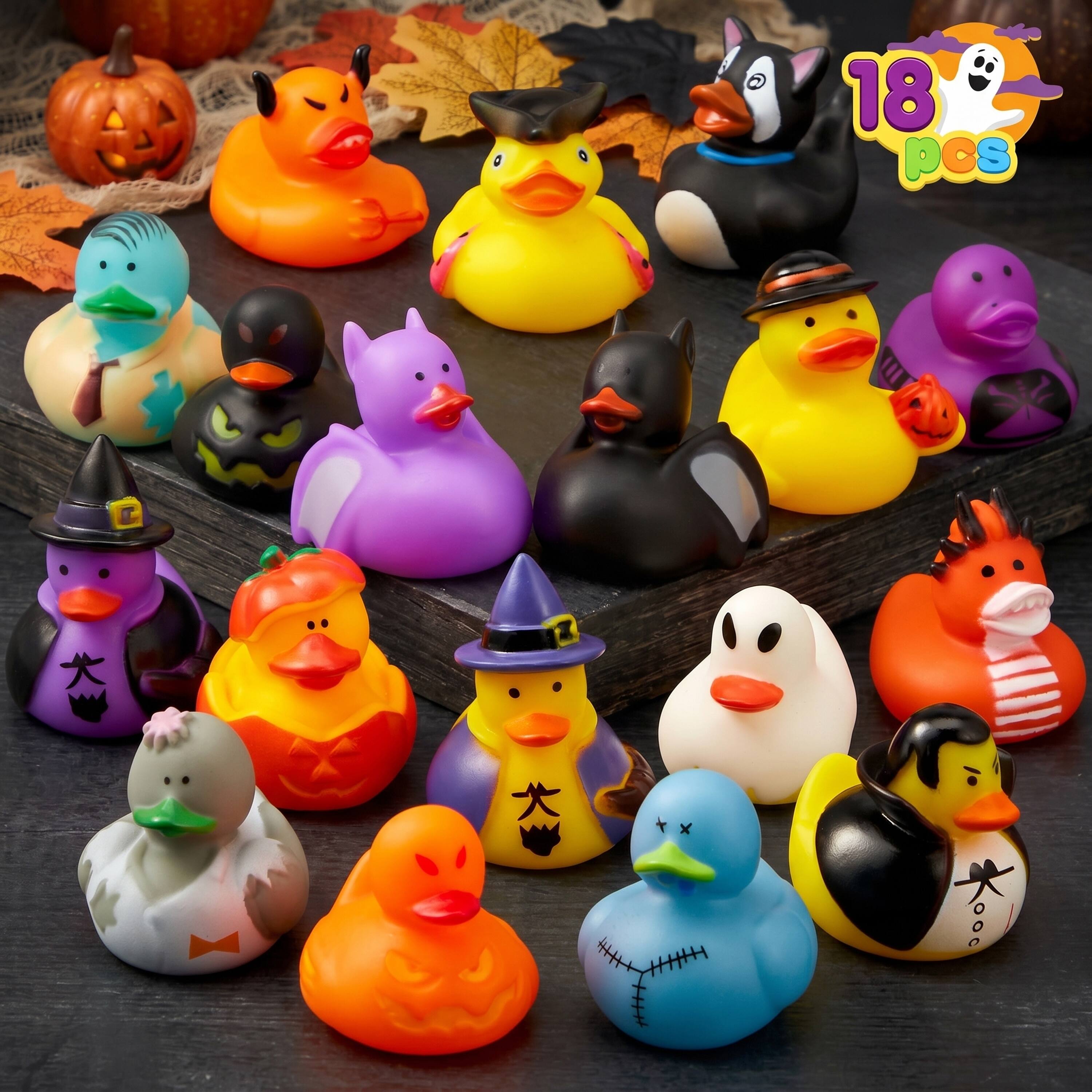 Left. Joyfy - 18 PCS Halloween Rubber Ducks, Baby Bath Toys for Halloween Goodie Bag Fillers, Halloween Party Favors Decoration - Yellow.