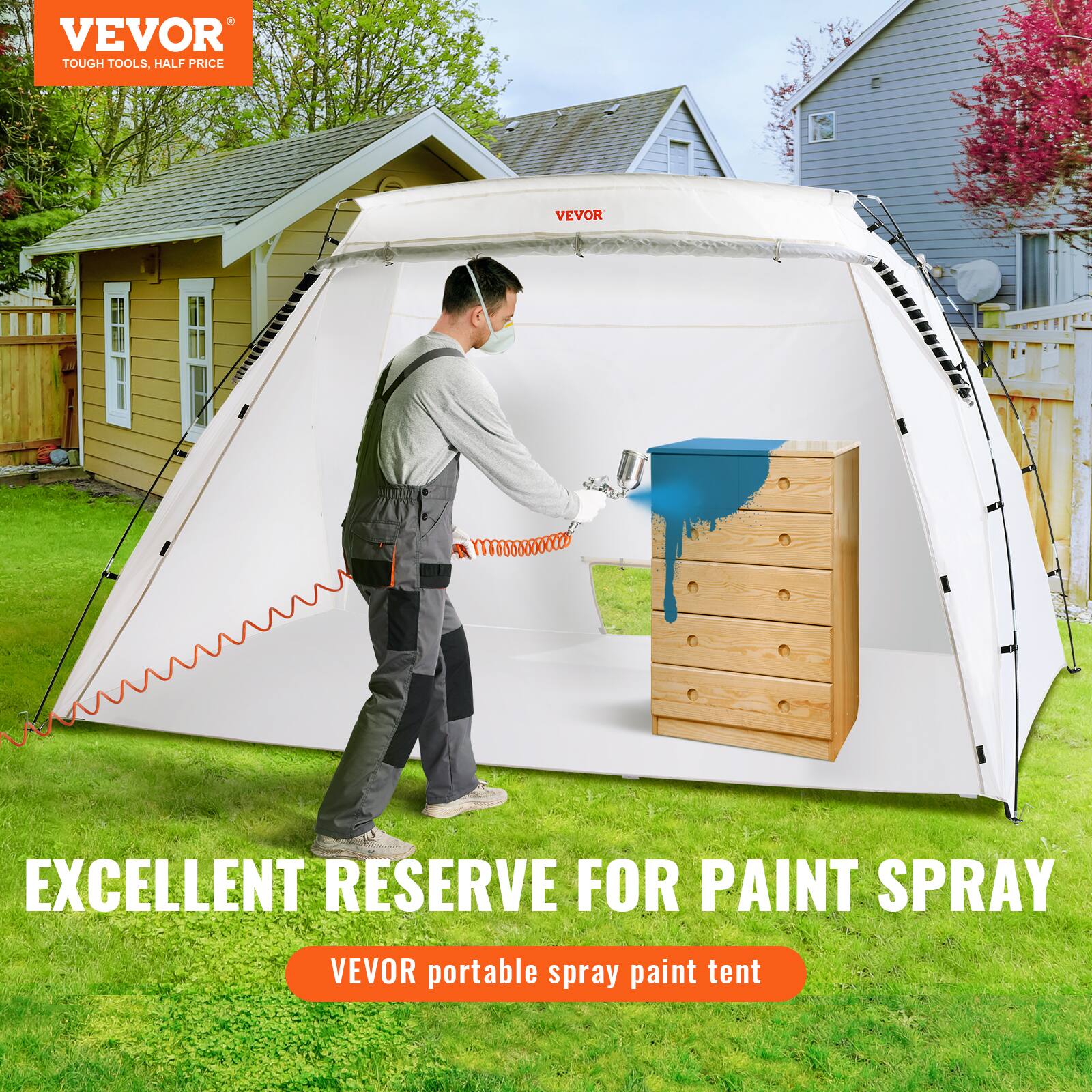 VEVOR TOUGH TOOLS, HALF PRICE  
VEVOR EXCELLENT RESERVE FOR PAINT SPRAY  
VEVOR portable spray paint tent