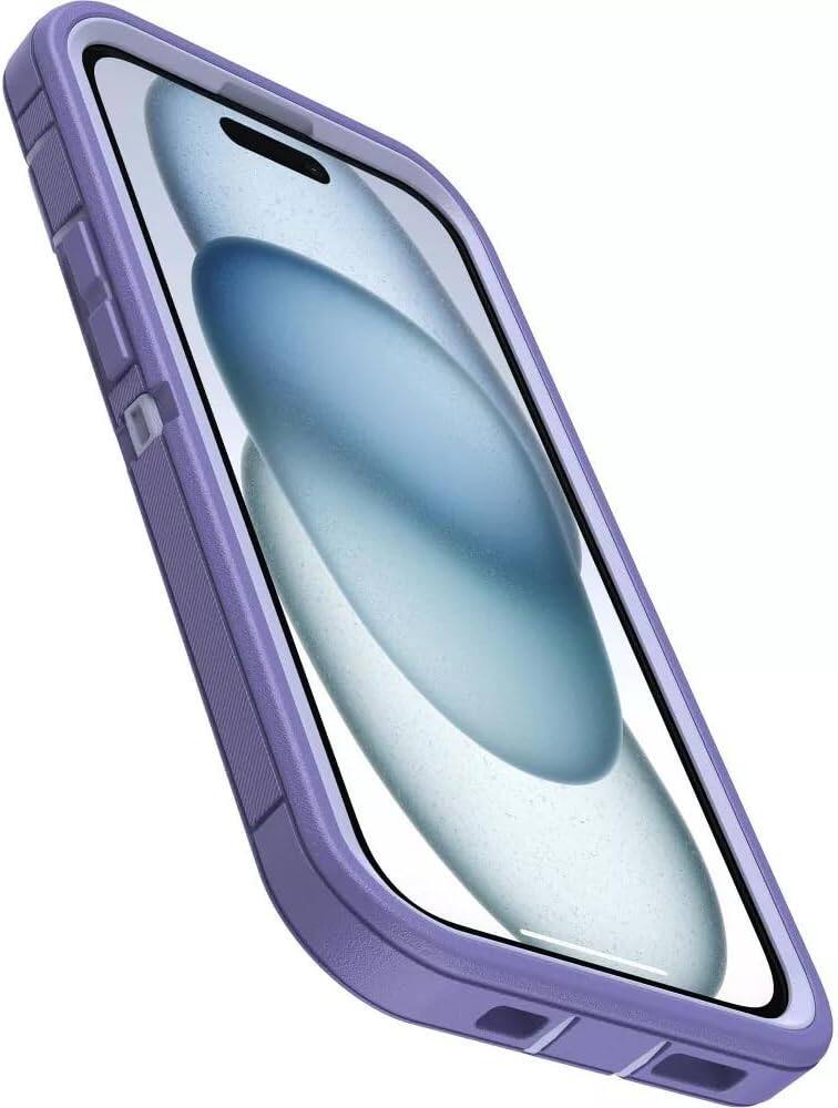 Back. OtterBox - OtterBox - Defender Series Pro Hard Shell for Apple iPhone 17e, iPhone 16e, iPhone 15, iPhone 14, iPhone 13 - Mountain Majesty (Purple).