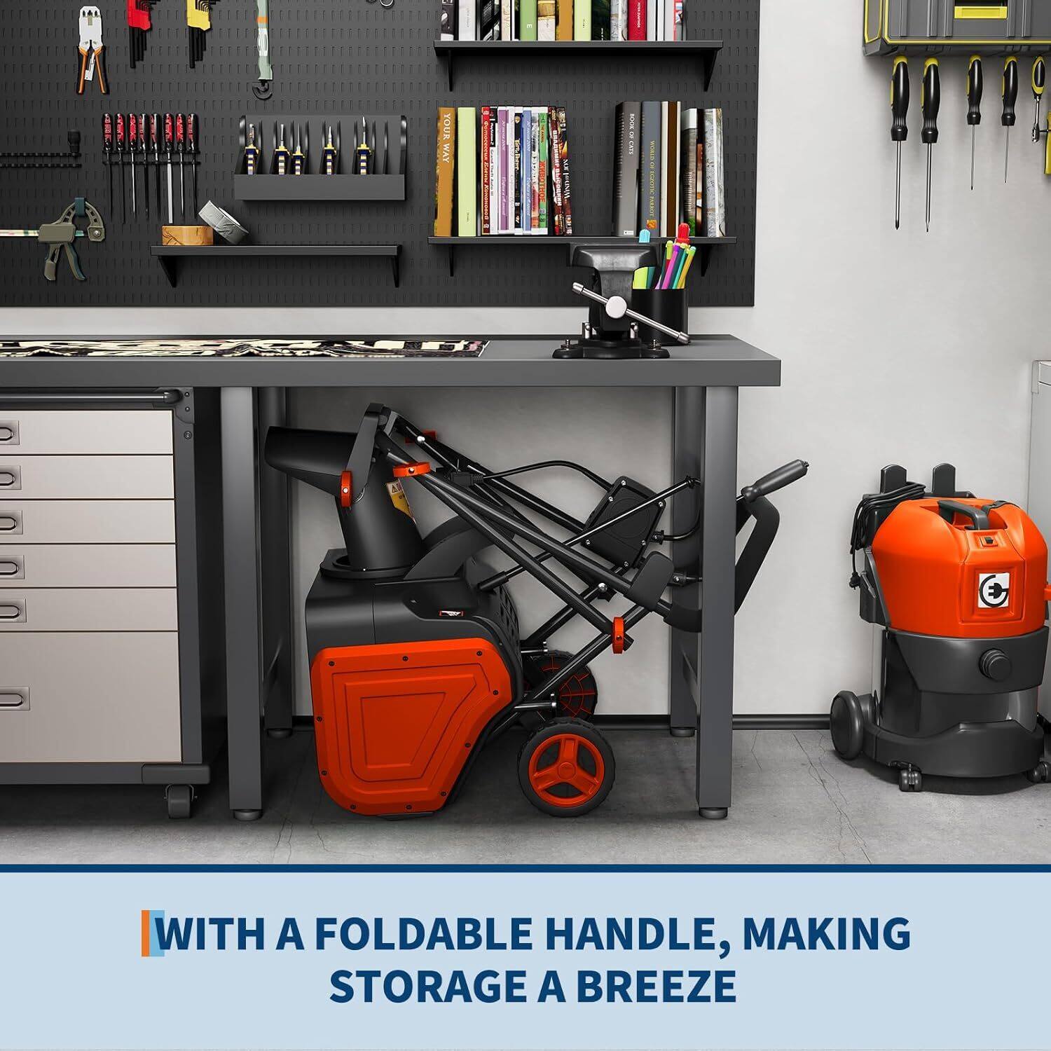 WITH A FOLDABLE HANDLE, MAKING STORAGE A BREEZE