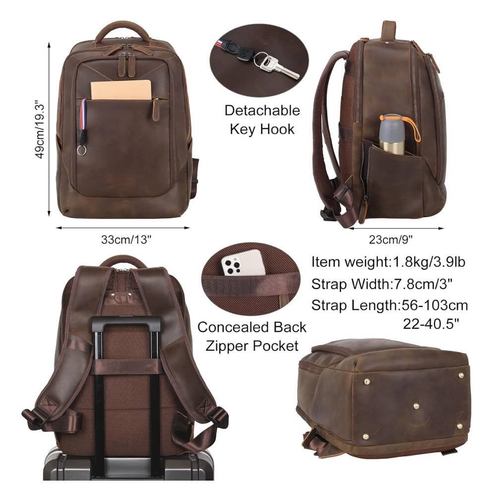 - 49cm/19.3"
- 33cm/13"
- 23cm/9"
- Detachable Key Hook
- Concealed Back Zipper Pocket
- Item weight: 1.8kg/3.9lb
- Strap Width: 7.8cm/3"
- Strap Length: 56-103cm (22-40.5")