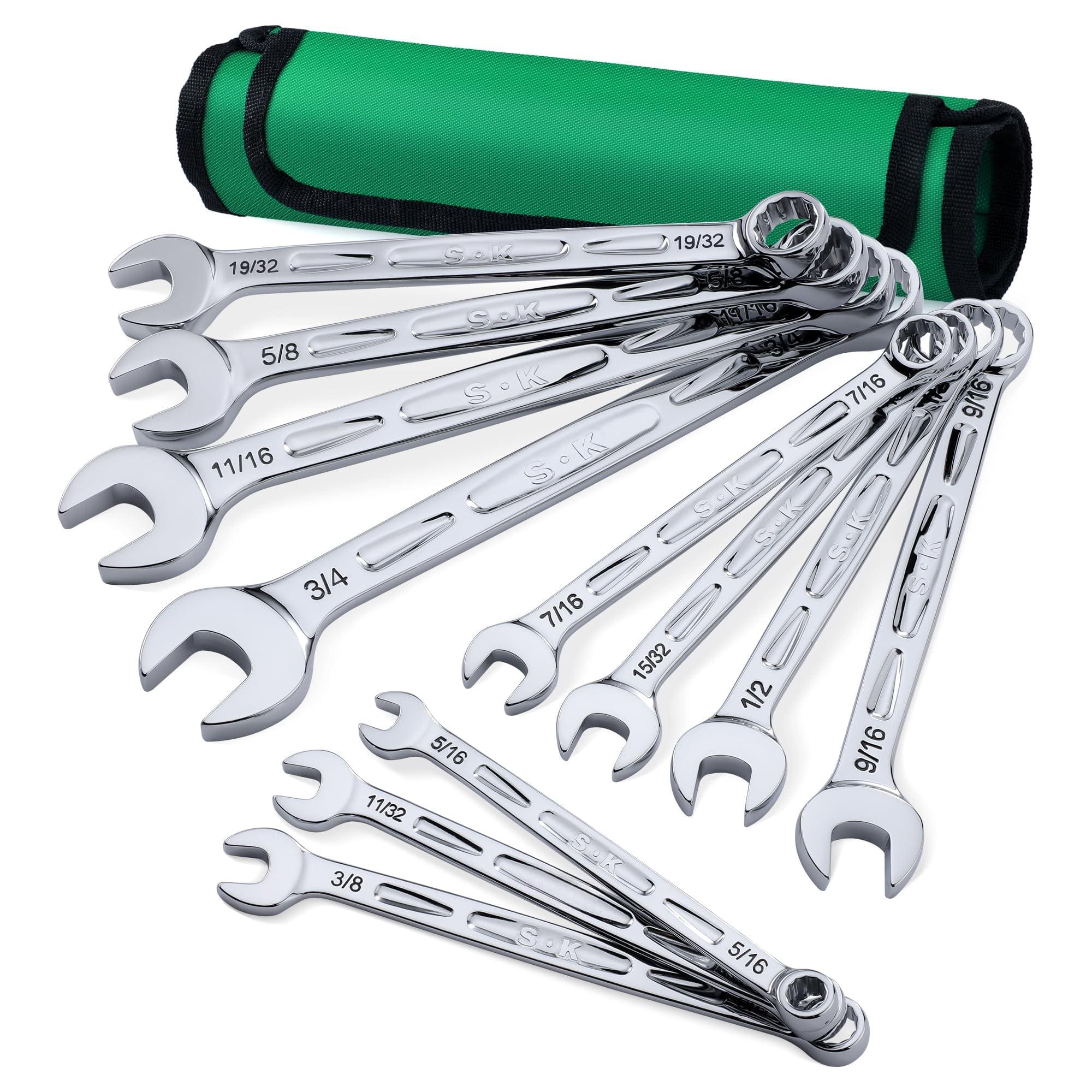 JETRANSPORT - Combination Wrench Set Metric 8 To 19mm 12-piece Superkrome Finish Cr-v Construction With Rolling Pouch - SAE