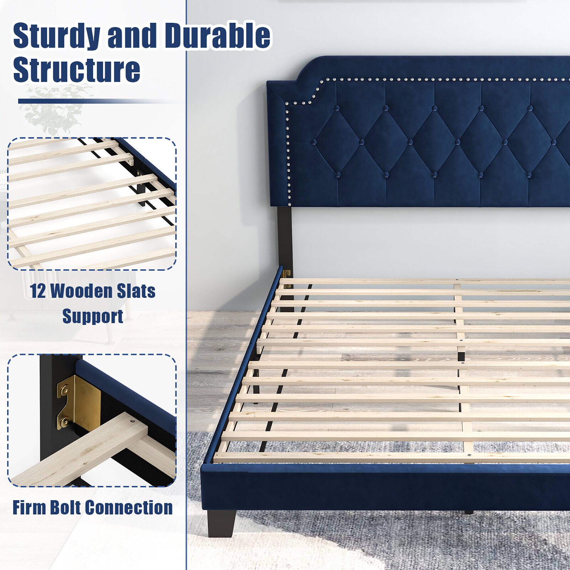 Sturdy and Durable Structure

12 Wooden Slats Support

Firm Bolt Connection
