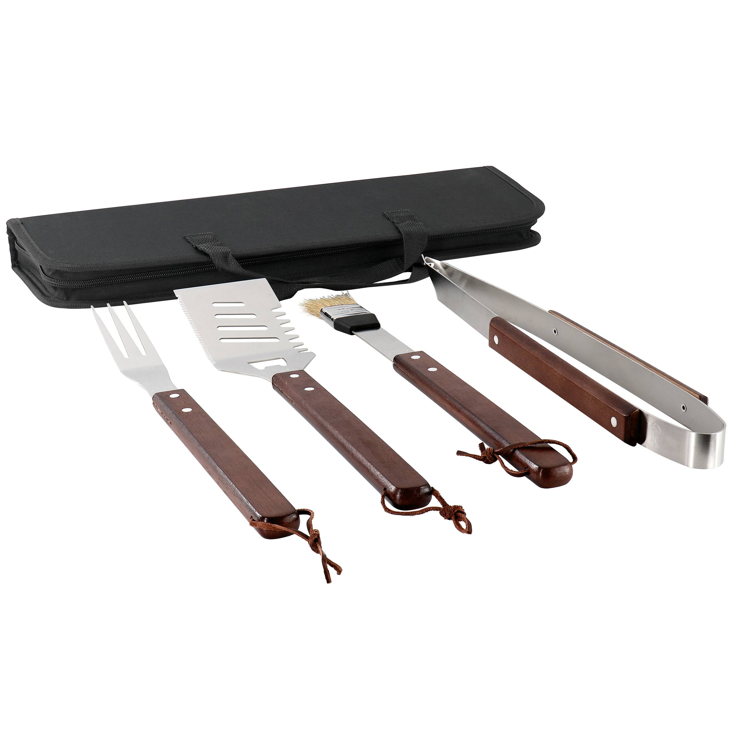 Alt View 1. Gibson - Gibson Home Barbecue Basics 5 Piece Stainless Steel BBQ Tool Set with Wood Handles - Black.