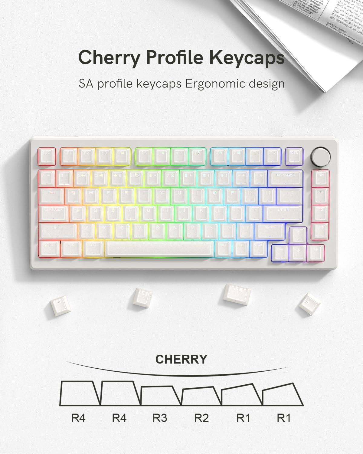 - Ted au.
- m
- Sg P
- Ruca pu.
- aL I S
- EA0ONE wocp
- m Tn o. de
- TA AE
- Cherry Profile Keycaps
- SA profile keycaps
- Ergonomic design
- USC
- F F2 e3 1 F6 19 F18 112 OFL 1 S 7 8
- . 1 DACKSPVCE Ud W E R 1 Y U I 1 P . S b F C H J K V N M 1 L
- CHERRY R4 R4 R3 R2 R1 R1