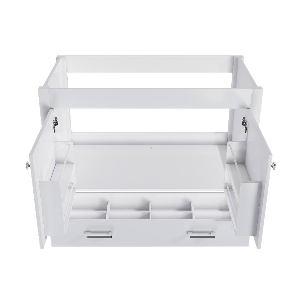 Left. Loheer - Loheer 42 inch bathroom vanity base only White Freestanding Cabinet - White.