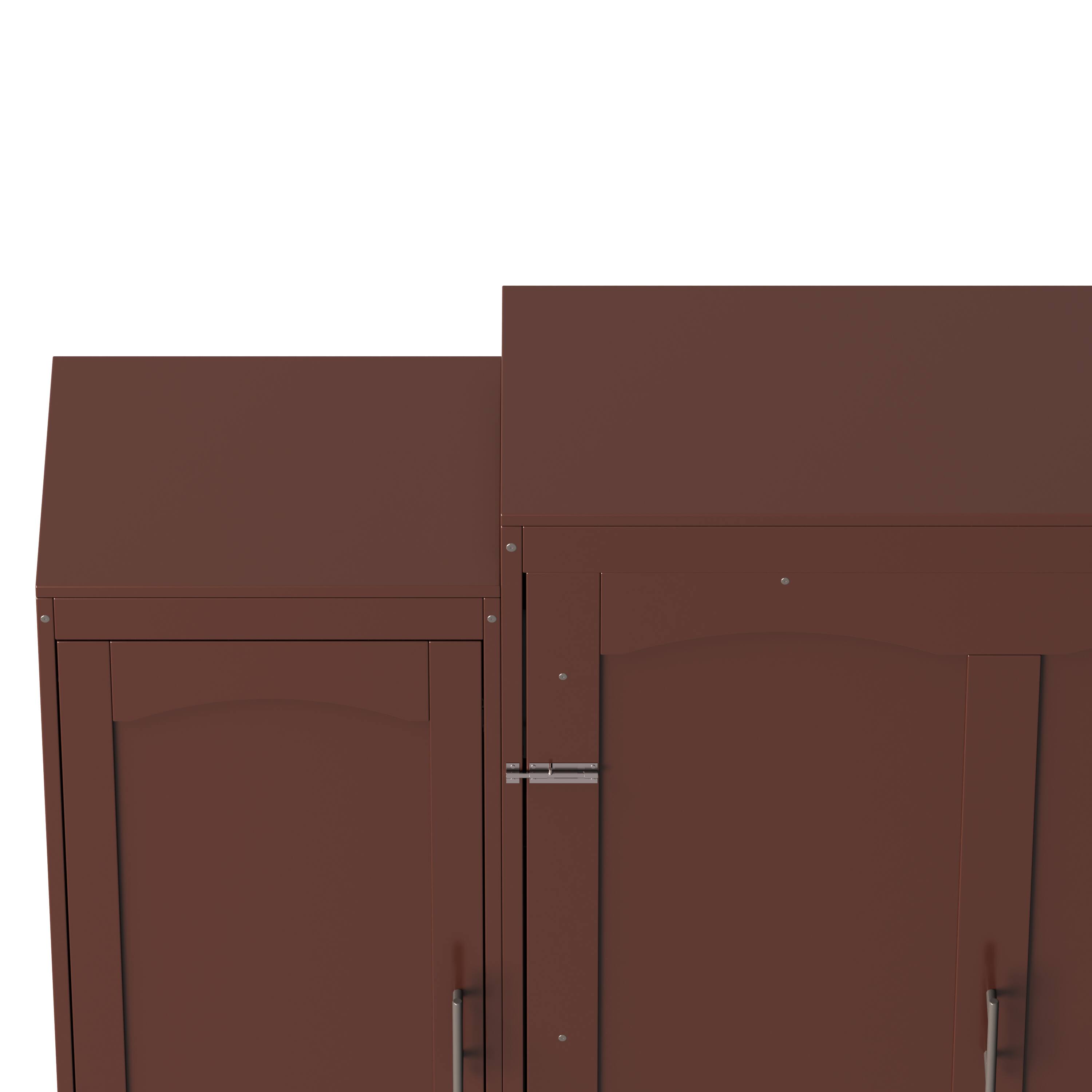 Alt View 9. Tiramisubest - Full Size Murphy Bed with 2 Wardrobe and Storage Shelf, Multifunctional Foldable Platform Bedframe, Walnut - Walnut.