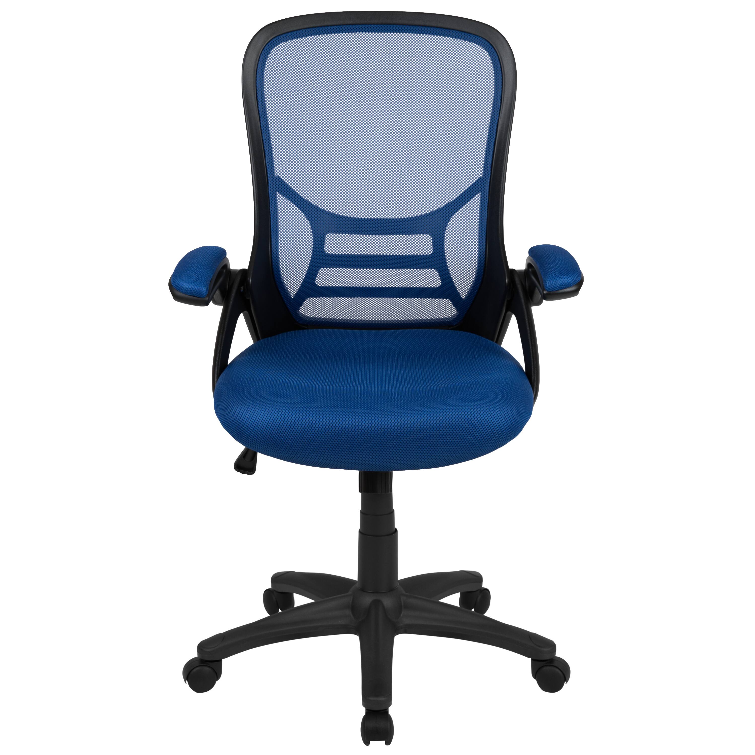 Alt View 7. Emma + Oliver - High Back Mesh Ergonomic Office Chair with Flip-up Arms - Blue.