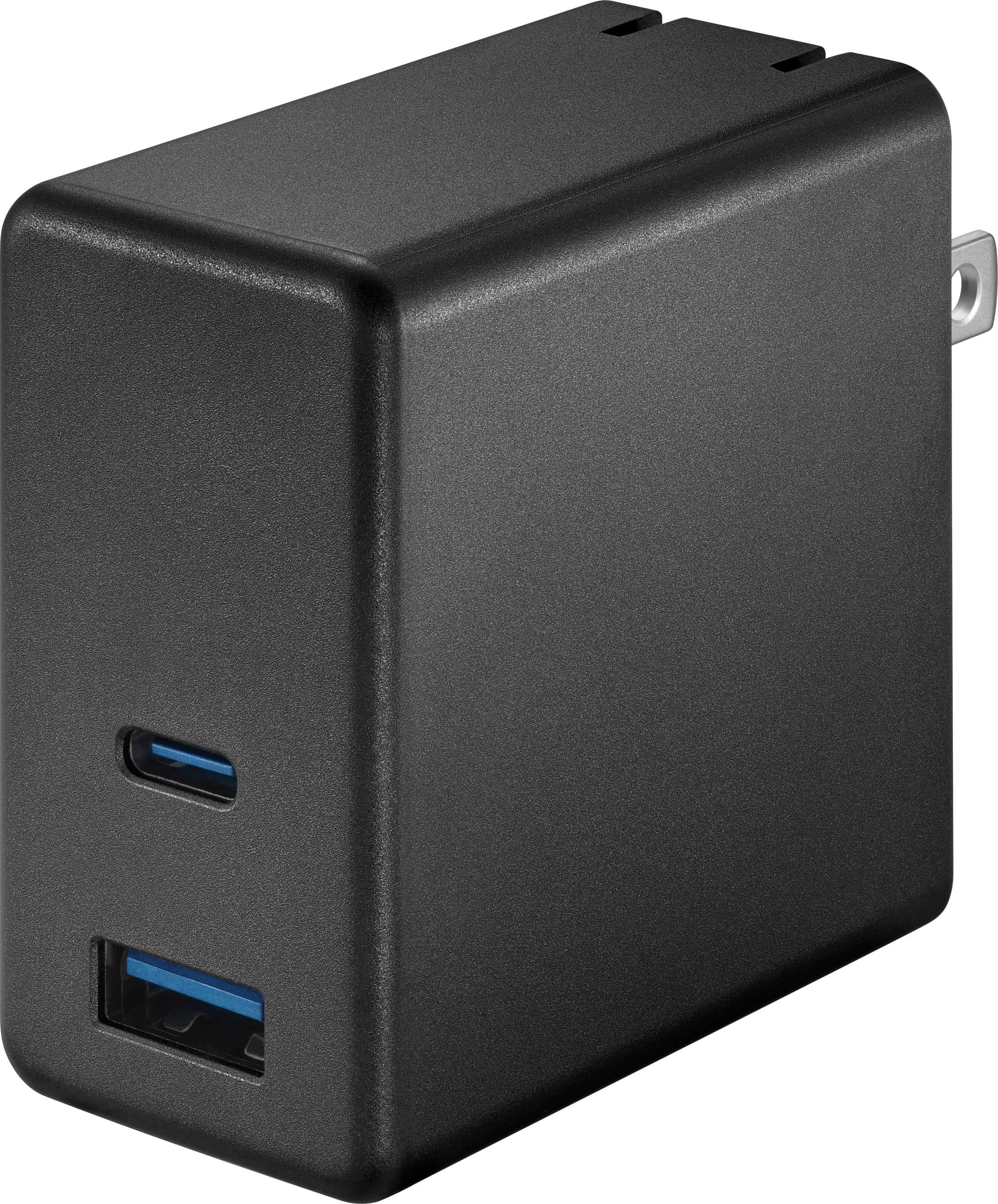 Alt View 1. Best Buy essentials™ - 65W Dual Port USB-C and USB Wall Charger for MacBook Pro, iPad, iPhone, Apple Watch, Smarthones & other USB-C Devices - Black.