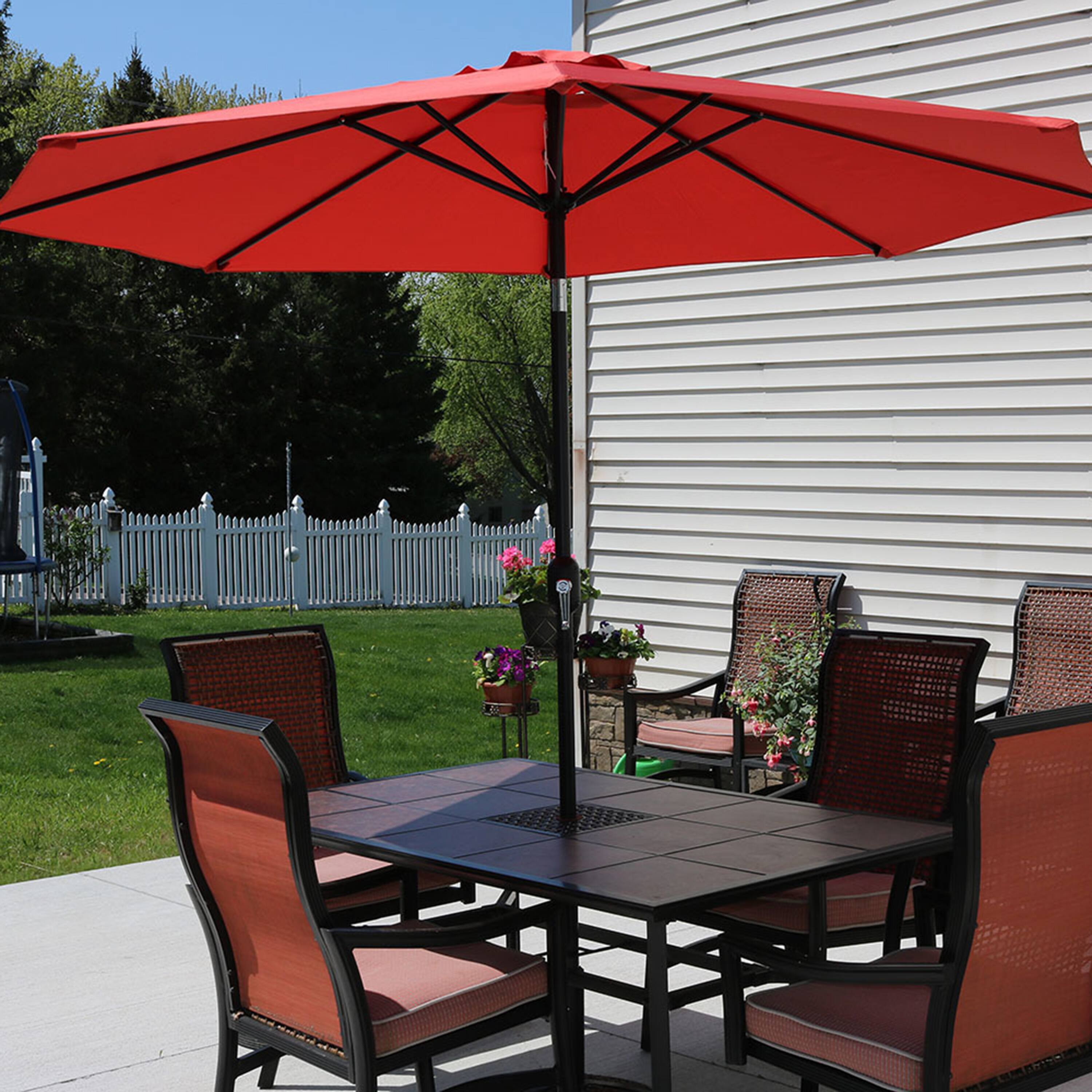 Alt View 4. Sunnydaze - 9 ft Aluminum Patio Umbrella with Tilt and Crank - Burnt Orange.