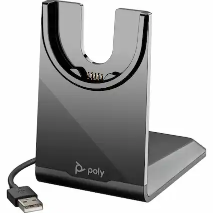 Front. HP - Poly Voyager USB-A Charging Stand - Wired - Bluetooth Headset - Charging Capability - USB Type A - Black - Black.