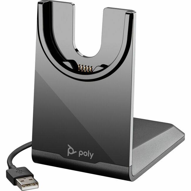 Front. HP - Poly Voyager USB-A Charging Stand - Wired - Bluetooth Headset - Charging Capability - USB Type A - Black - Black.