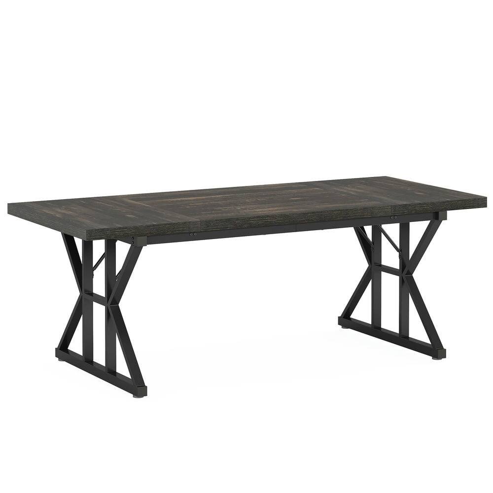 Alt View 1. Kadyn - Kadyn End Table,Dining Table, Living Room Table,Wood Dining Table, Farmhouse 70.8" Kitchen Table for 6 People,Black Oak - Black.