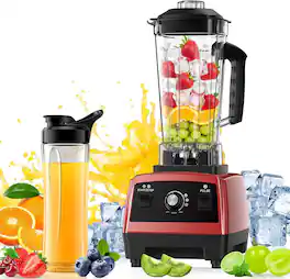 Teendow - 1800W Professional High-Speed 68oz Countertop Blender with 20oz To-Go Cup for Juice & Smoothies - Red