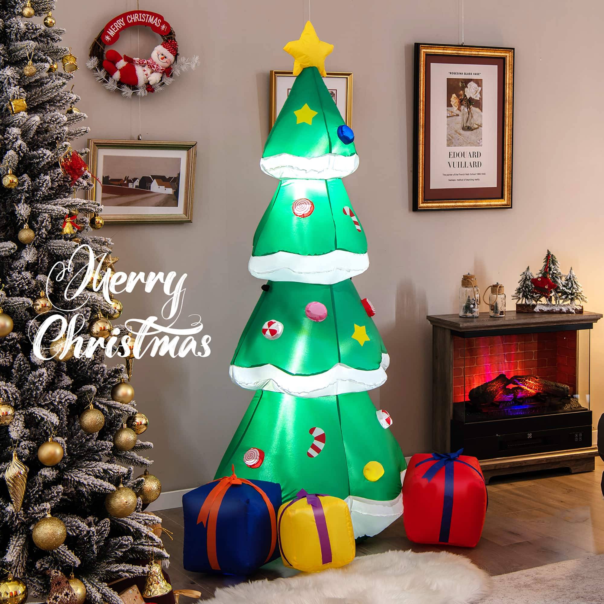 Costway 6 FT Inflatable Christmas Tree Blowup Xmas Tree Decoration