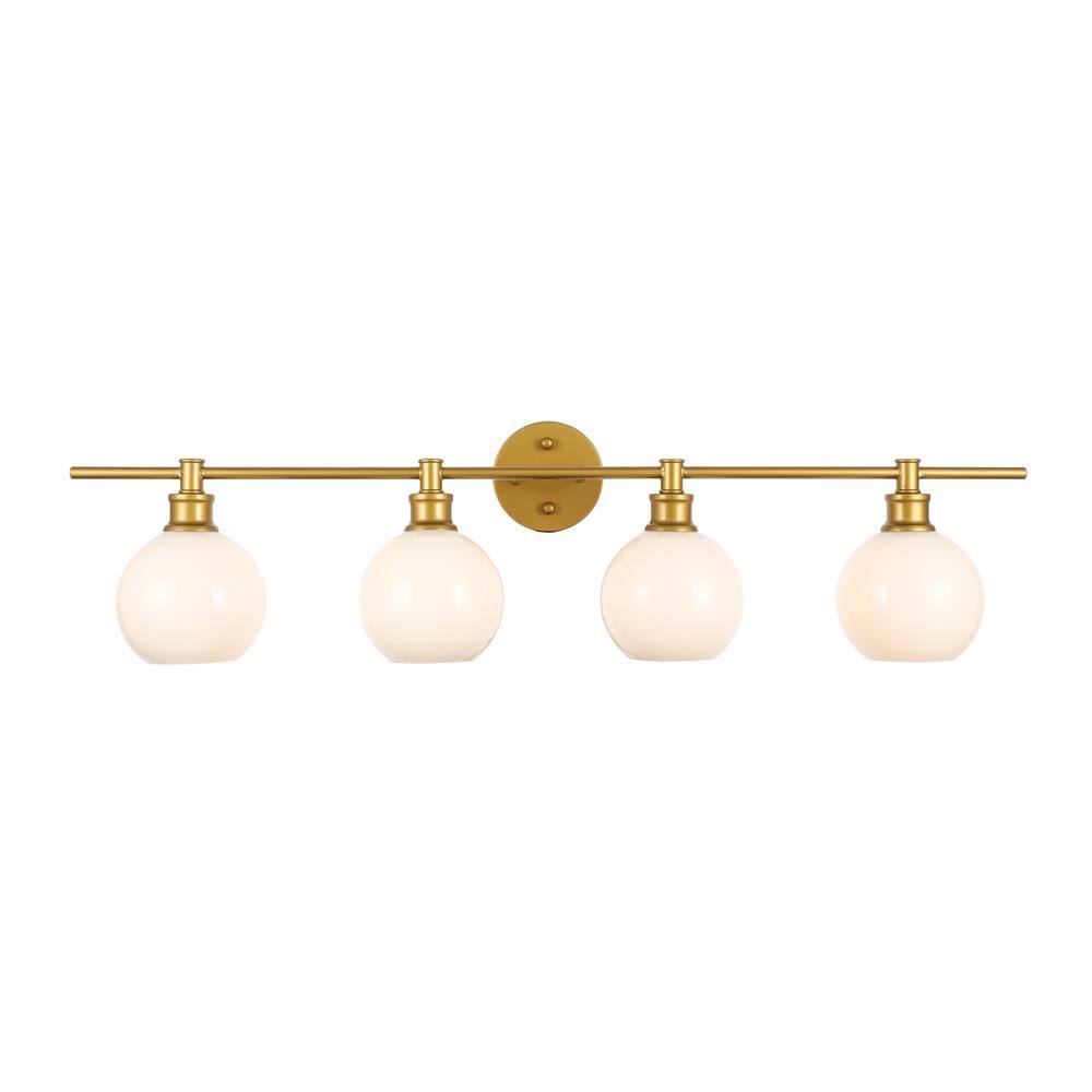 Alt View 2. Living District - Collier 4 light Brass and Frosted white glass Wall sconce - Brass And Frosted White Glass.