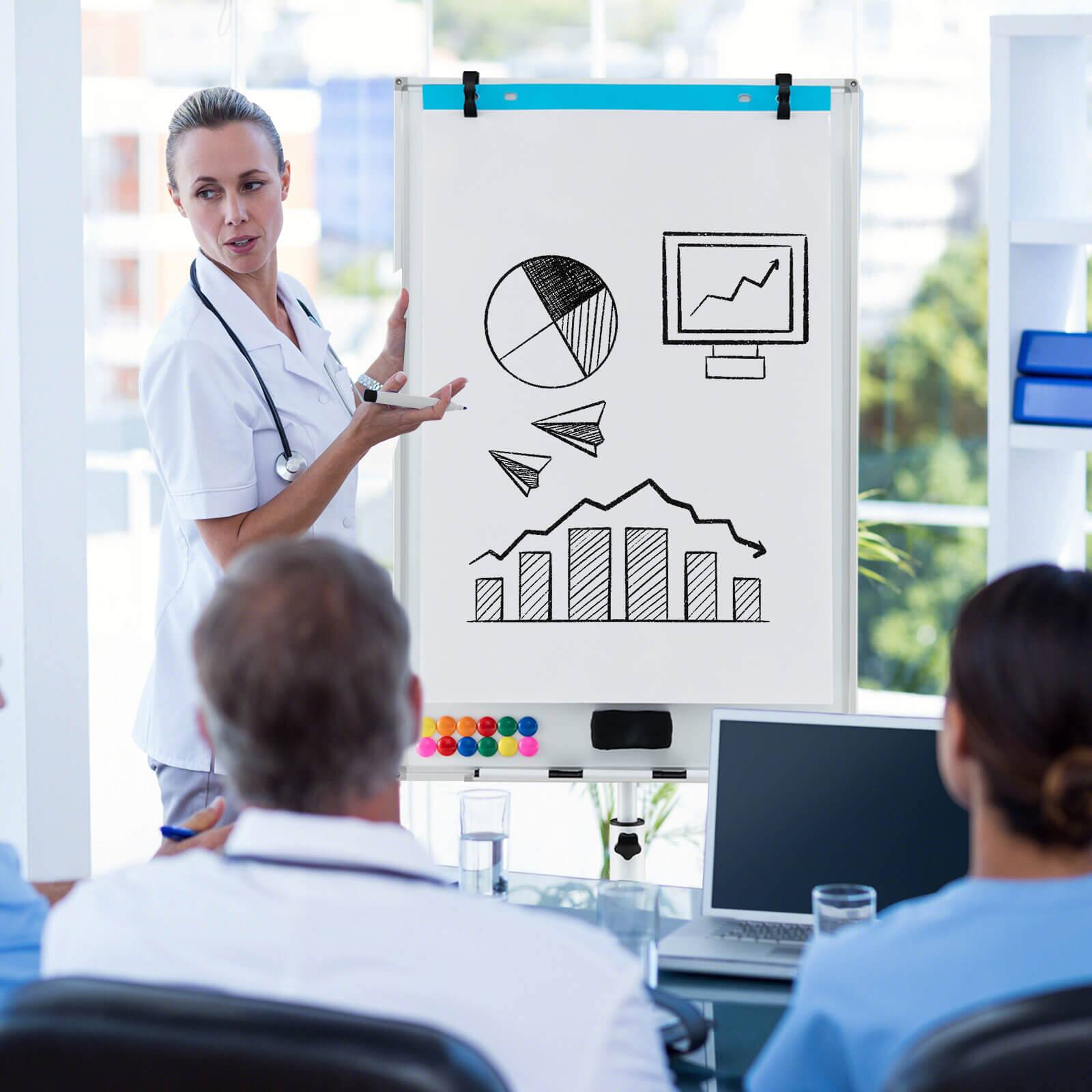 Alt View 1. Costway - Costway Mobile Whiteboard 40" x 26" Height Adjustable Magnetic Dry Erase Board with Stand - White.