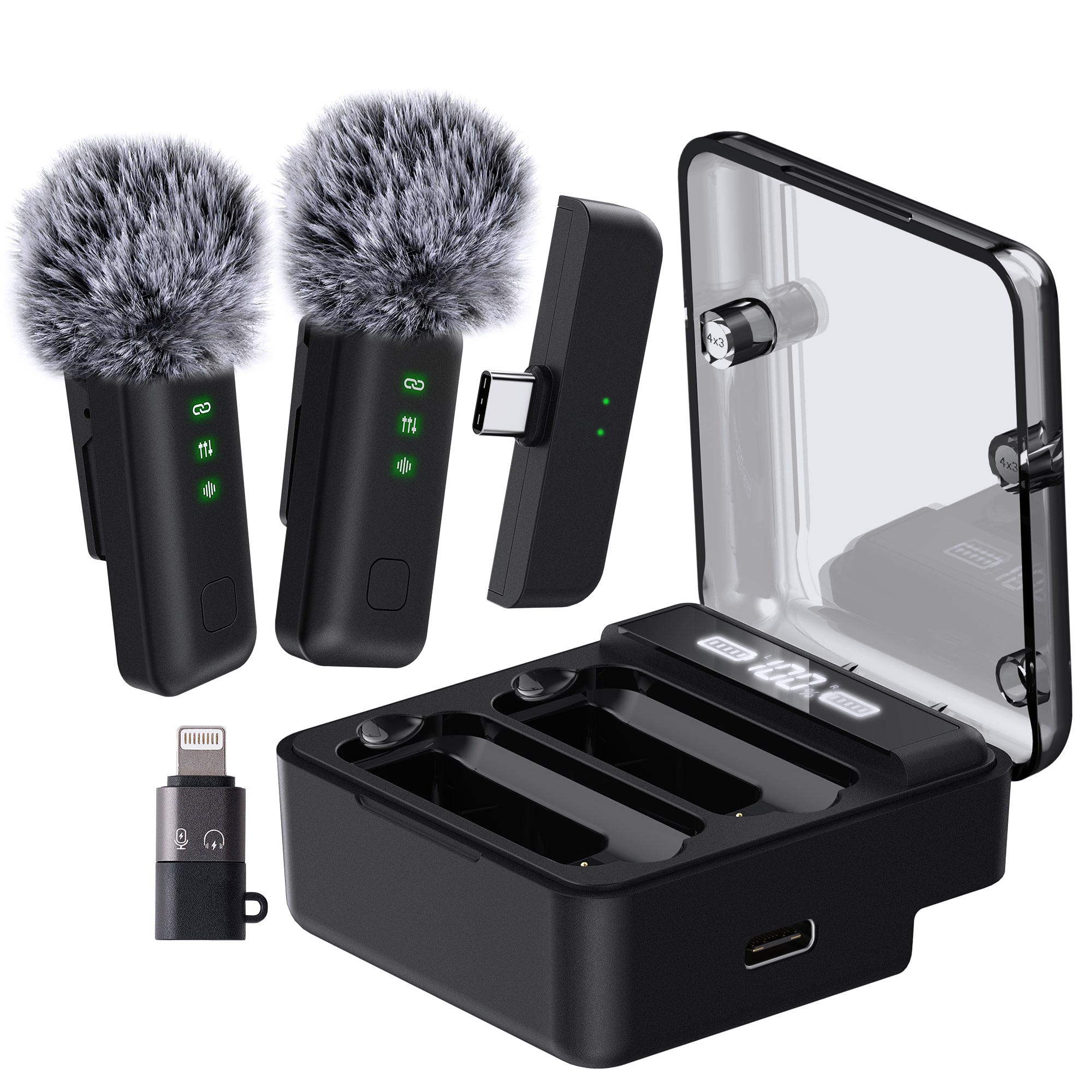 iVANKY - Wireless Lavalier Microphone, 2pcs Wireless Microphone for iPhone, Lapel Microphone Wireless with Charging Case